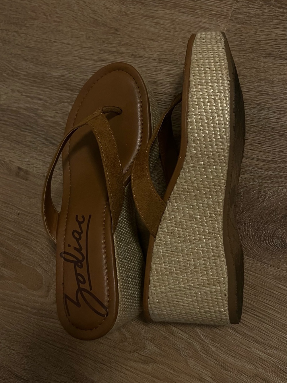 Zodiac Brown Platform Wedge Sandals with Espadrille Wrap